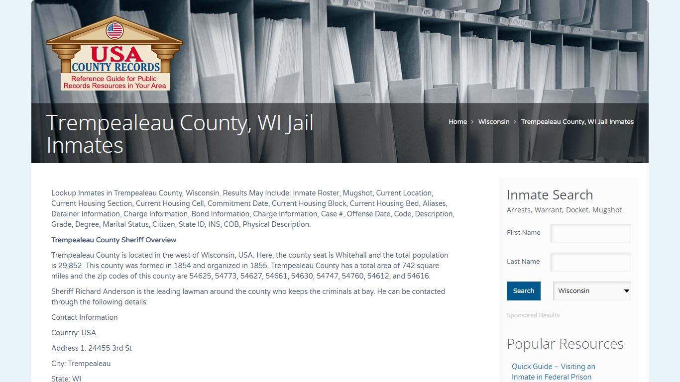 Trempealeau County, WI Jail Inmates | Name Search